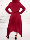 Long Sleeve Solid Asymmetric Plus Size Hoodies
