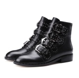 Metal Rivets Artificial Leather Office Booties Wedge Daily Chelsea Boots