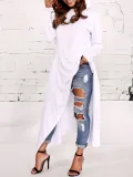 Long Sleeve Solid Asymmetric Plus Size Hoodies