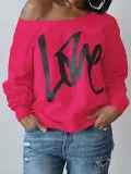 Womens Round Neck LOVE Printed Hoodie