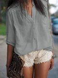 Casual V-Neck 3/4 Sleeve Plus Size Tops