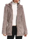 Women's Casual Hoodie Pockets Zipper Winter Coat