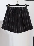 Plus Size Women Striped Casual Shorts