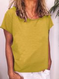 Cotton-Blend Crew Neck Casual Shirts & Tops