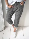 Casual Plus Size Solid Pants With Pockets