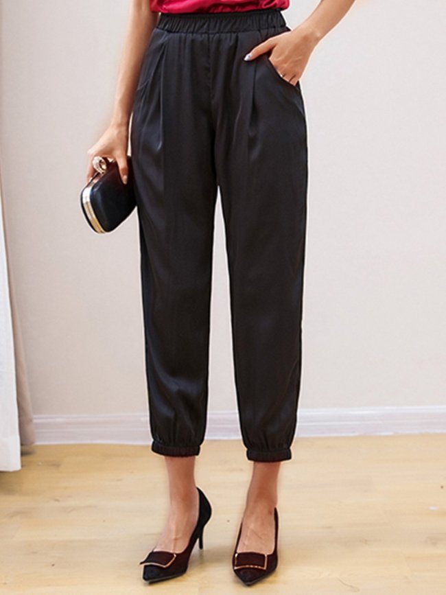 Plus Size Women Plain Casual Pants