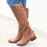 Black PU Chunky Heel Zipper Casual Winter Boots