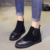 Women Artificial Leather Elastic Band Boots Vintage Suede Booties