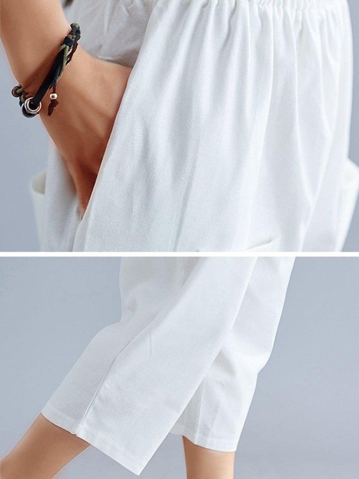 Plus Size Women Plain Casual Pants