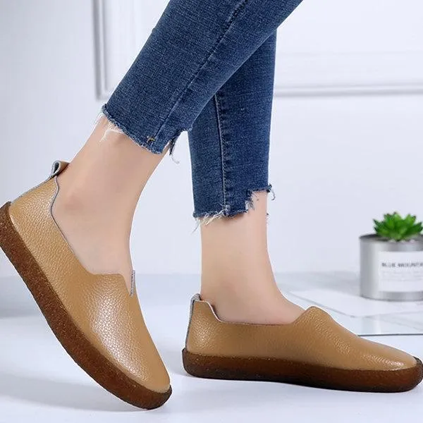 Solid Color Proof-water Platform Casual All Season Flat Heel Loafers