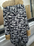 Cony Hair Warm Camouflage Long Sleeve Hoodie Casual Coat