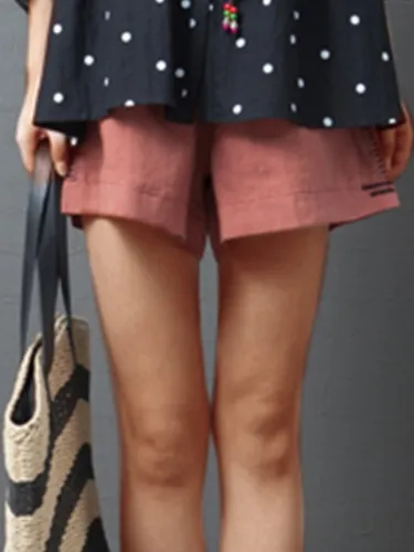 Plus Size Women Plain Casual Shorts