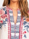 Cotton-Blend Casual V Neck Long Sleeve Shirts & Tops