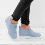 Women Faux Suede Wedge heel Sneakers Slip on Breathable Shoes