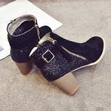 Women Flocking Booties Casual Zipper Plus Size Shoes