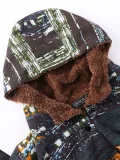 Multicolor Printed Long Sleeve Hoodie Coat