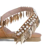 Light Brown Artificial Pu Flat Heel Holiday Sandals