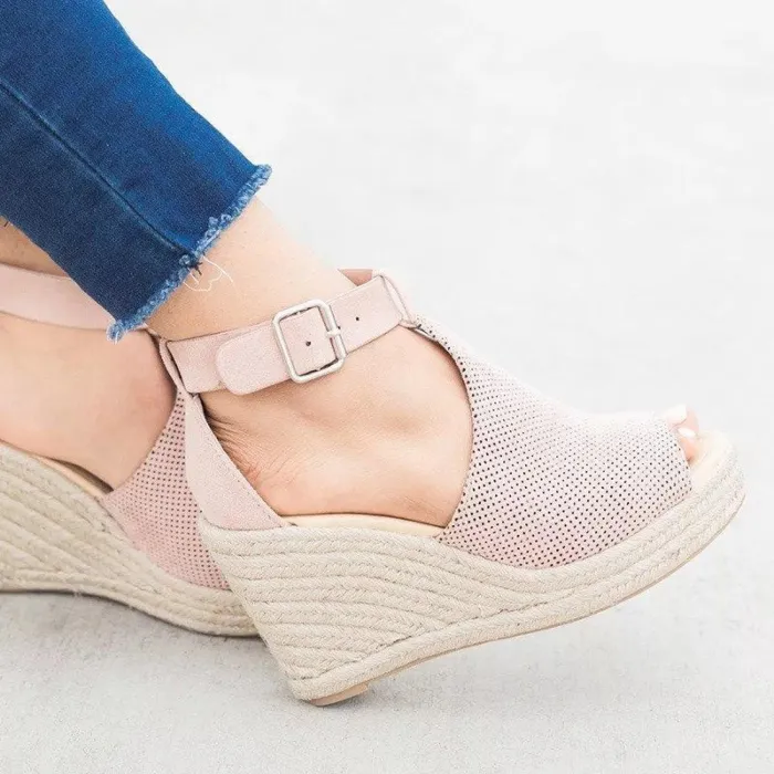 Adjustable Buckle Artificial Nubuck Shoes