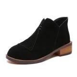 Womens Flocking Zipper Daily Chunky Heel Boots