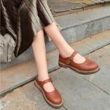 Mary Jane Spring/Fall PU Daily Adjustable Buckle Retro Flats
