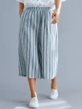 Plus Size Women Striped Casual Wide Leg Pants