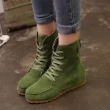 Round Toe Women Ankle Lace-Up Boots