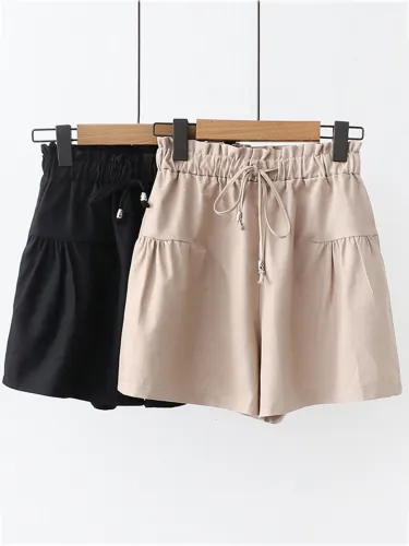 Casual Solid Pockets Cotton Pants