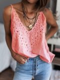 Plain Sleeveless V Neck Shirts & Tops