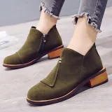 Womens Flocking Zipper Daily Chunky Heel Boots