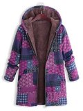 Abstract Printed Hoodie Long Coat