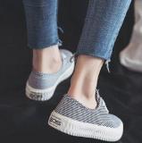 Black Stripe Canvas Lace-up Spring/Fall Daily Flats