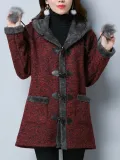 Warm Cotton Appliqued Hoodie Long Sleeve Outdoor Coat
