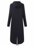 Hooded Sweatshirt Dress Zipper Asymmetrisch Long Jacke Coats