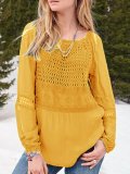 Navy Blue Long Sleeve Round Neck Shirts & Tops
