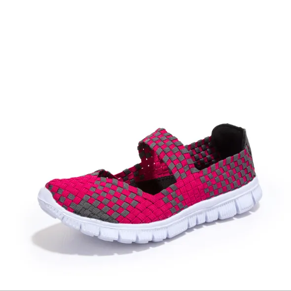 Multicolor Blocks Hand-knitted Shoes Elastic Band Daily Flat Heel Loafers