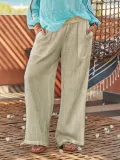 Cotton-Blend Plain Pants