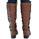 Black PU Chunky Heel Zipper Casual Winter Boots