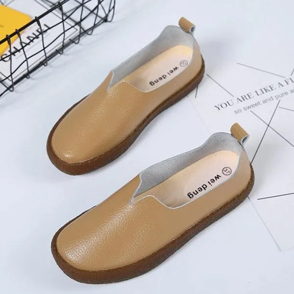 Solid Color Proof-water Platform Casual All Season Flat Heel Loafers