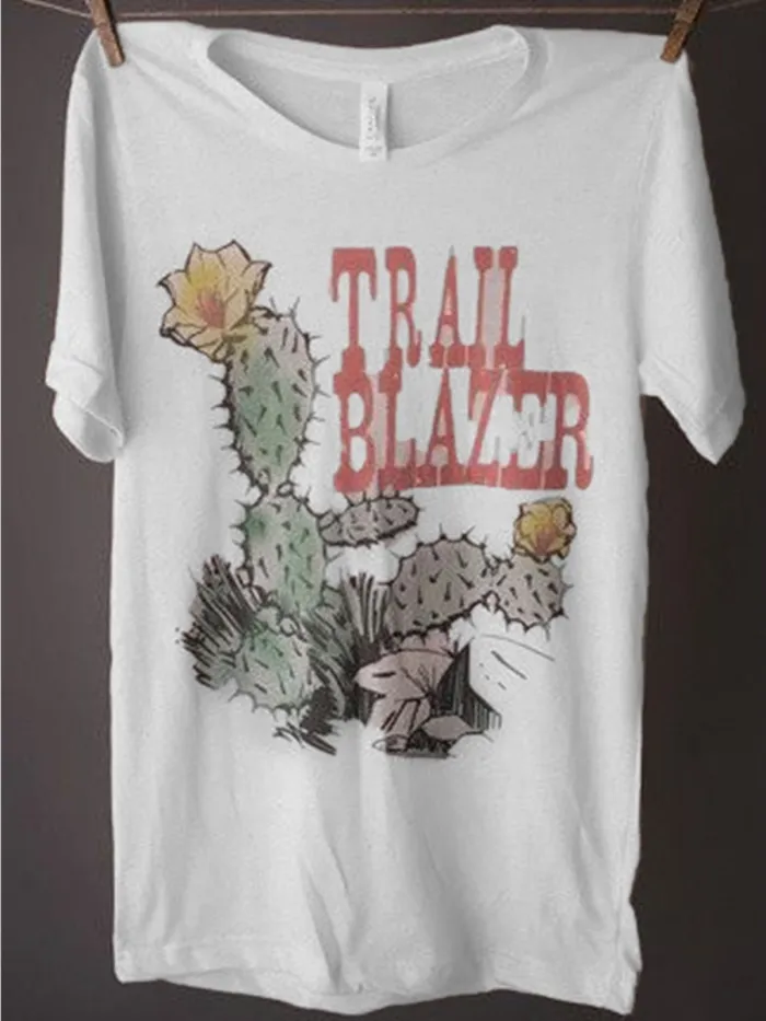 Round Neck Printed Short Sleeve Shirts & Tops