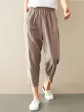 Plus Size Women Plain Casual Pants