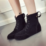Khaki Anti-slip Suede Flat Heel Lace-up Daily Boots