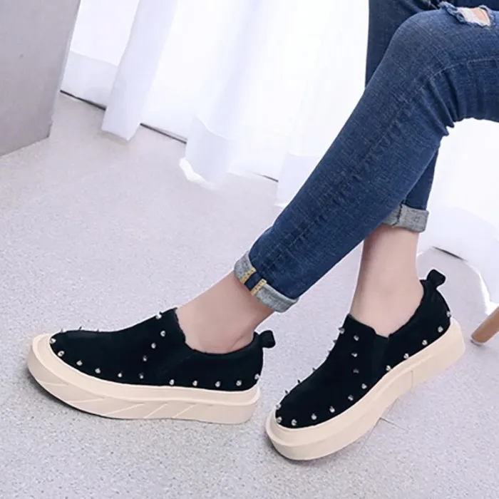 Women Artificial Suede Loafers Casual Comfort Flat Shoes