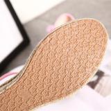 Sandkini Peep Toe Cloth Flower Wedge Heel Slippers