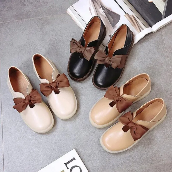 Women PU Flats Casual Comfort Slip On Shoes