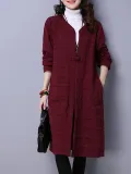 Gray Long Sleeve Embossed Solid Coat
