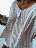 Buttoned Casual V Neck Cotton Shirts & Tops