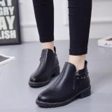 Khaki Spring/Fall Chunky Heel Zipper Boot