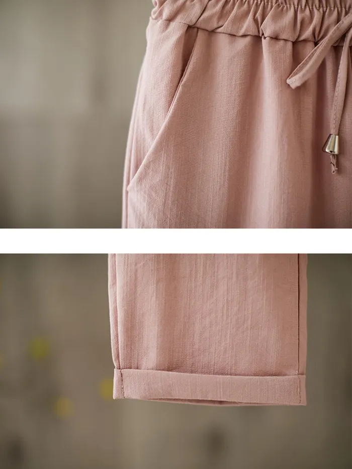 Plus Size Women Solid Loose Casual Pants
