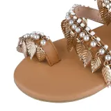 Light Brown Artificial Pu Flat Heel Holiday Sandals
