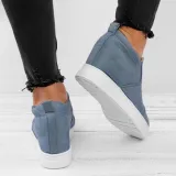 Women Faux Suede Wedge heel Sneakers Slip on Breathable Shoes